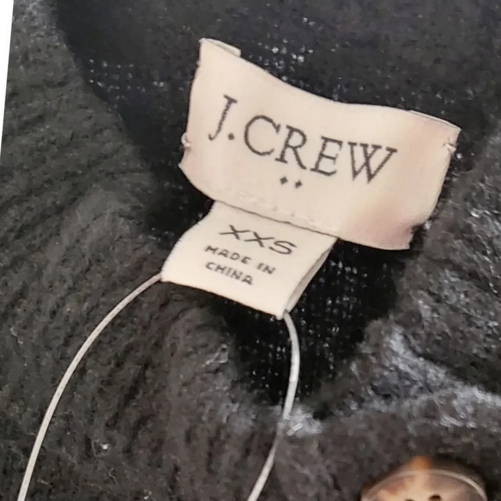 J.Crew Womens‎ XXS Black Button Shoulder Mock Neck Sweater Knit Long Sleeve Top